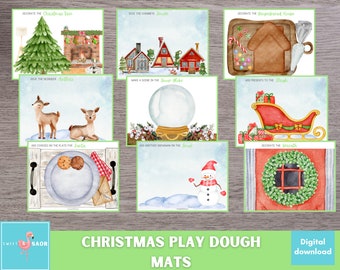Christmas Playdough Mats, Printable Winter Play Dough Mats, Christmas Printable, Holiday Activity, Homeschool Resource, Play Dough Mats