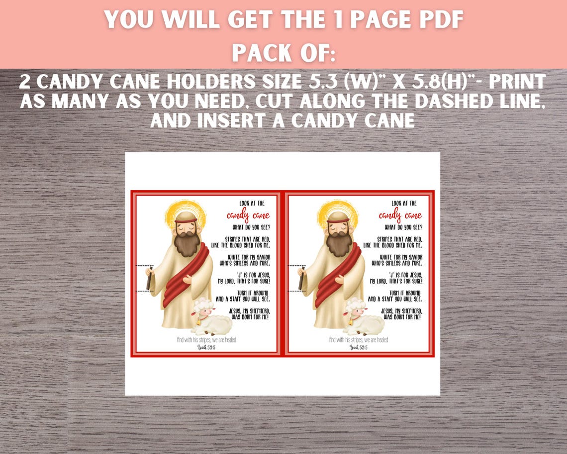 Candy Cane Legend Printable Tag: Christmas Poem Gift (PDF) - Etsy