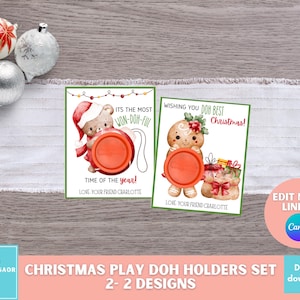 Porta-cartões para impressão de massinha de modelar de Natal, presente para festa de Natal da turma, presente de Natal para crianças, download instantâneo