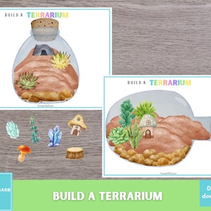 Terrarium bauen, Pretend Play druckbare, Terrarium Papier Handwerk, Papier Handwerk Kit, Tag der Erde Aktivität, Printable Handwerk, Kinder Aktivität