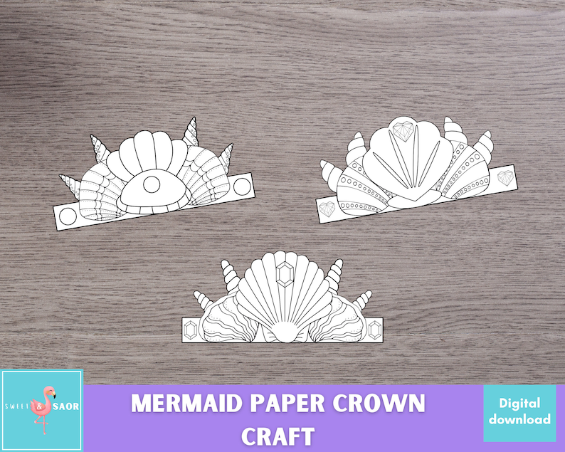 Mermaid Paper Crown Craft: Kids Coloring Costume (digital Download) - Etsy