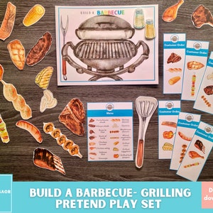 Pretend Play Grilling Printable, Barbecue Pretend Play, Grill Dramatic Play Set, Dramatic Play Center, Pretend Play Grill, Pretend BBQ Set