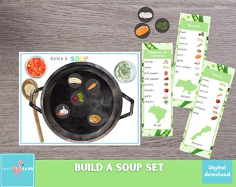 Build a Soup, Educational Cooking Activity for Kids, Dramatic Play Printable, Pretend Play Center, Preschool, Busy Bag Idea