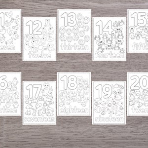 20 Printable Numbers Coloring Pages, Coloring Pages for Kids, Preschool Coloring Pages, Homeschool Printable, Coloring Page image 3