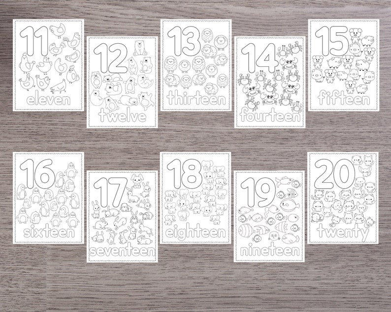 20 Printable Numbers Coloring Pages, Coloring Pages for Kids, Preschool Coloring Pages, Homeschool Printable, Coloring Page image 3