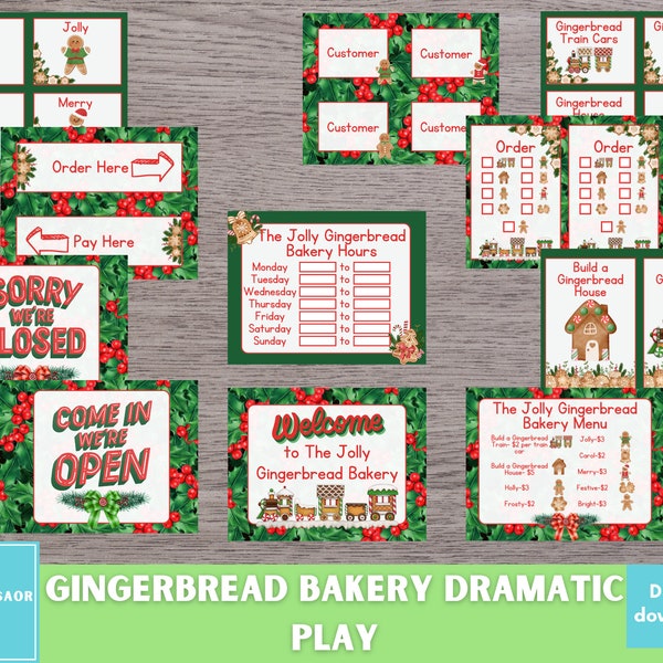 Gingerbread Bakery Pretend Play, Winter Dramatic Play, Classroom Dramatic Play Printable, Homeschool Dramatic Play, Imaginative Play Center