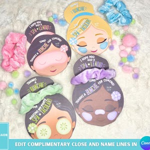 Porta Scunchie Spa Party Favor, regalo di ringraziamento per la festa di coccole stampabile, elastico per capelli per il compleanno delle bambine, riempitivo per sacchetti di dolcetti per pigiama party