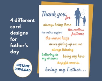 Fathers Day Card - Gift For Dad - Father's Day Gift - Colourful Card For Dad - Fathers Gift - Dad Birthday Card - Printable Instant Download