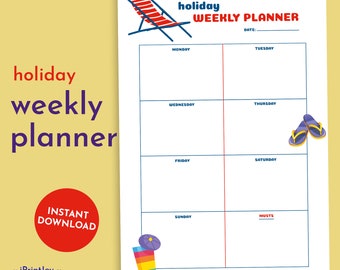 Holiday Weekly Planner,  Planner 2024, Printable Daily Plannner, Digital Planner, A4 Planner, inserts undated, personal planner