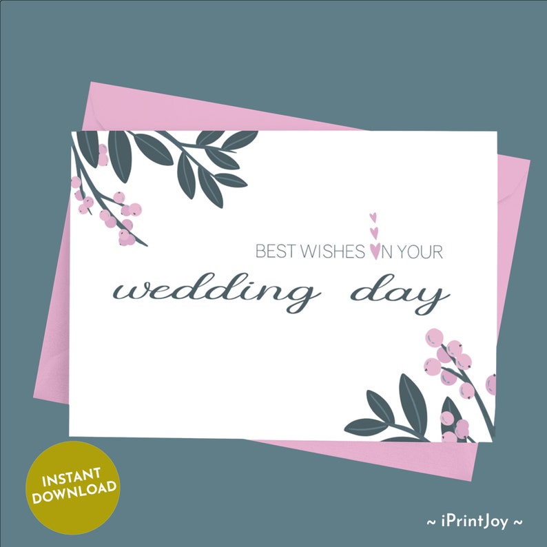 Wedding Card Printable Card for Wedding Best Wishes on Your Wedding Day