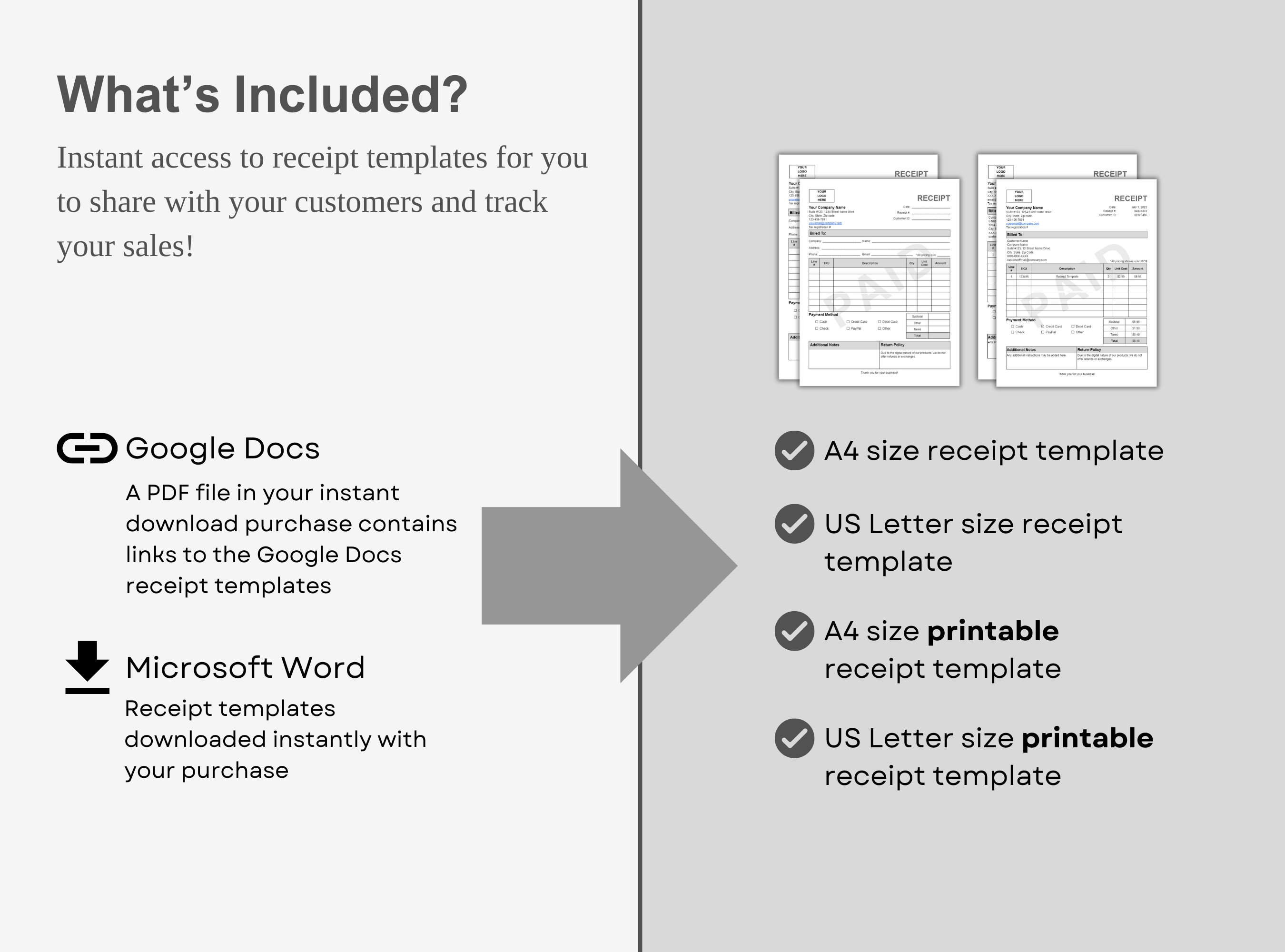 Professional Receipt Template Compatible with Google Docs