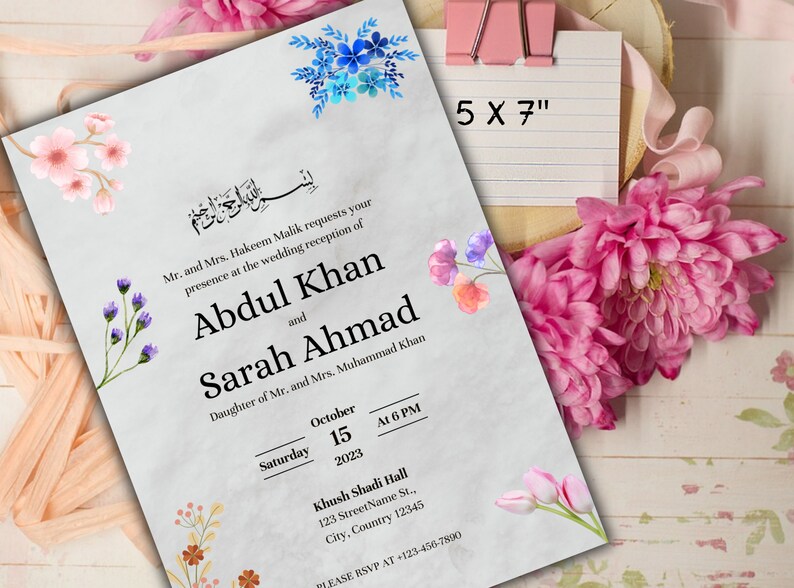 Muslim Wedding Card Digital Template Minimalist Islamic Wedding Muslim Wedding Card Digital Template Minimalist Islamic Wedding