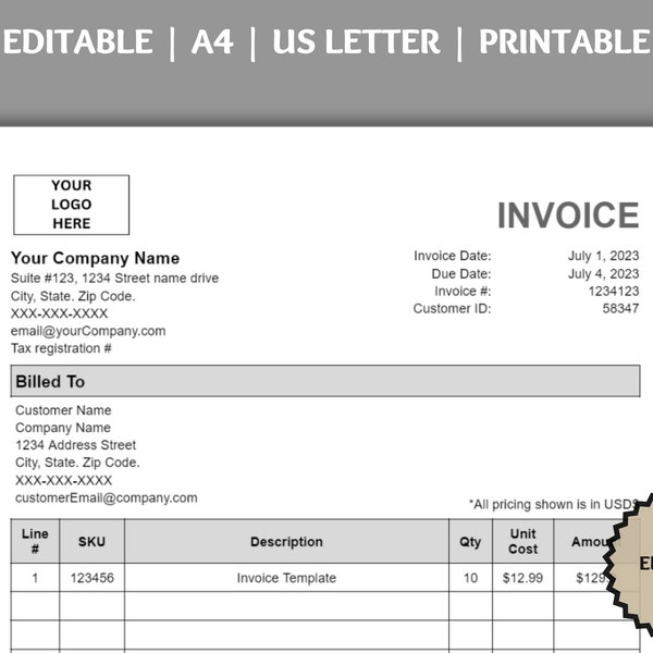 Invoice Etsy