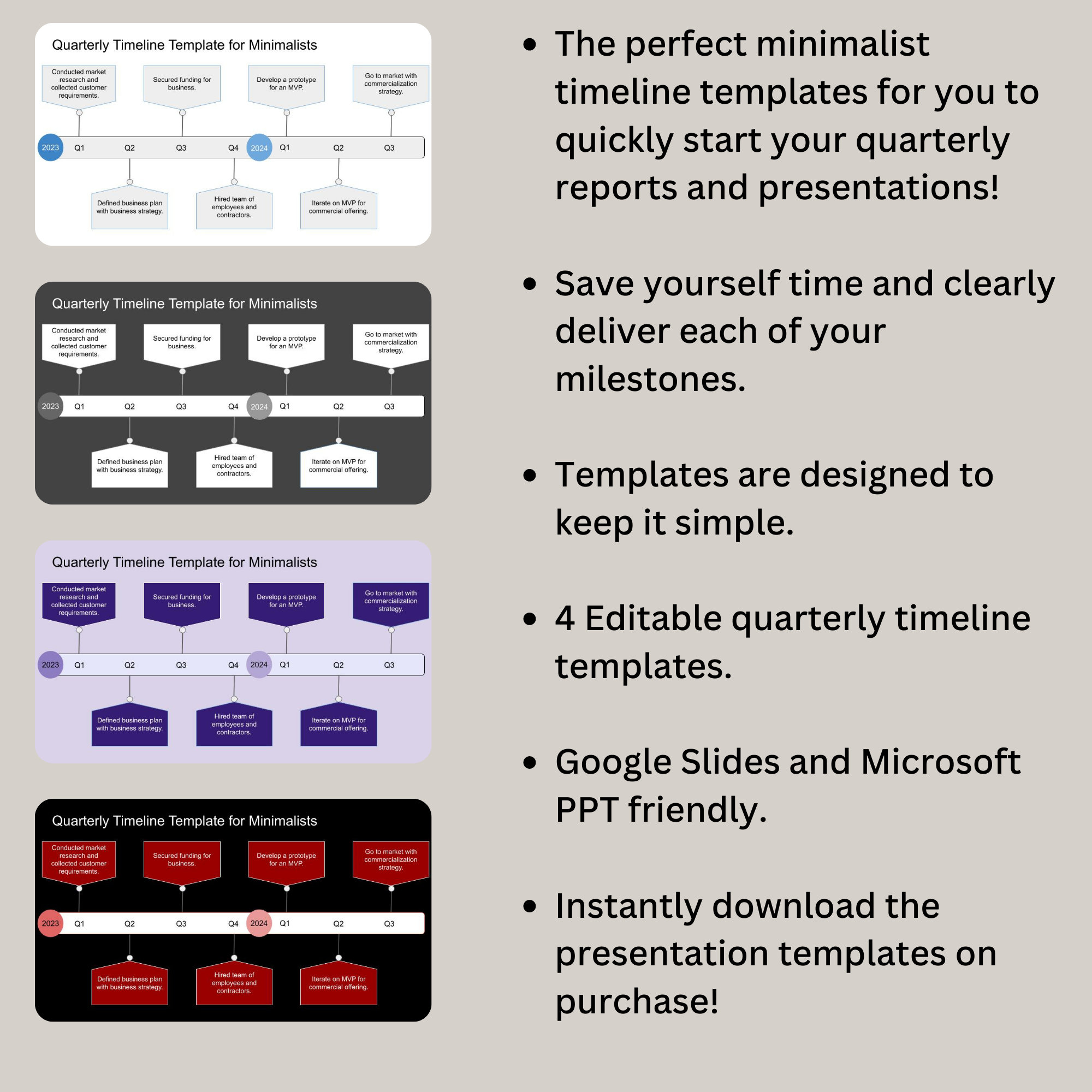 Quarterly Timeline Templates: Track Your Business or Career Goals ...