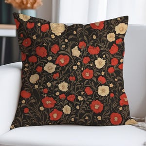 Red & Yellow Flowers Cushion Cover | Roses Pillow Case | Sofa Cushion Cover | Faux Suede Square Pillow Case - 14x14 16x16 18x18 20x20