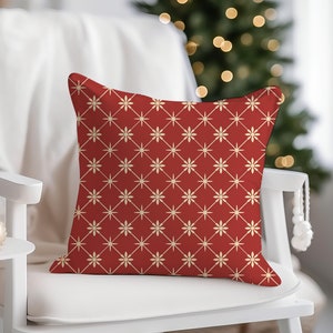 Red and White Cushion Cover - Geometric Abstract Design - Decorative Sofa Cushion Cover - Faux Suede Square Pillow Case - 14x14 16x16 18x18