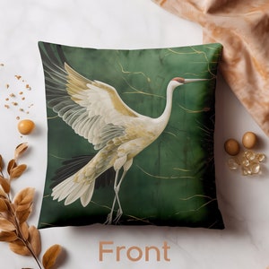 Cranes Cushion Cover - Japanese Pillow Cover - Faux Suede Square Pillow Case - 14x14 16x16 18x18 20x20