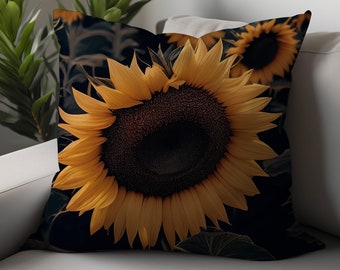 Sunflower Field Pillow Case - Faux Suede Square Pillow Case - 14x14 16x16 18x18 20x20