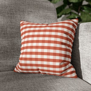 Roter Gingham Kissenbezug - Quadratischer Kissenbezug aus Wildlederimitat - 14x14 16x16 18x18 20x20