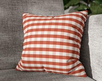 Red Gingham Pillow Case - Faux Suede Square Pillow Case - 14x14 16x16 18x18 20x20