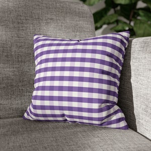 Purple Gingham Pillow Case - Faux Suede Square Pillow Case - 14x14 16x16 18x18 20x20