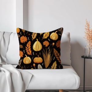 Autumn Throw Pillow Cover - Farmhouse Rustic Decor - Halloween Pumpkin Pillow Case