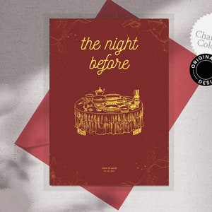 REHEARSAL DINNER INVITE Template, whimsical scribble illustration, the night before wedding