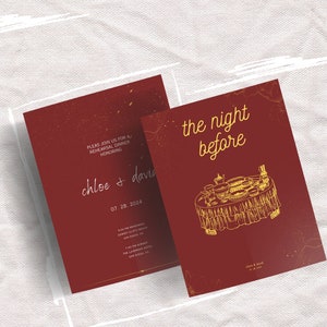 REHEARSAL DINNER INVITE Template, whimsical scribble illustration, the night before wedding