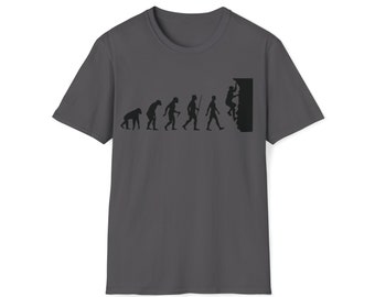 Climbing Evolution Funny T-Shirt, Gift For Climber Bolder Boulder, Mountain Climb Bouldering Rock Walls Indoors Outdoors Lover Present Tees