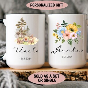 Pregnancy Announcement Aunt and Uncle Mug Baby Announcement Uncle and Auntie Mug Set, New Aunt Gift, New Uncle Gift,Gifts for Aunt and Uncle