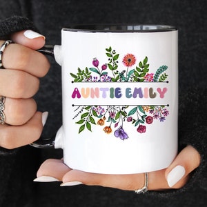 Wildflowers Mug for Auntie, Custom Gift for Aunt, Birthday Gift for Auntie,Personalized Auntie Mug,New Aunt Gifts, Christmas Gift For Auntie