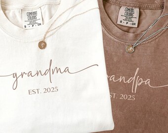 Grandma Grandpa Shirt, Grandparents Matching Shirts, New Grandparent Gift, Custom Est. Grandma And Grandpa Comfort Colors Shirt,Grandpa Gift