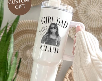 Personalized Dad Tumbler, Girl Dad Club Mug, Custom Photo Tumbler for Dad, Daddy Gift from Daughter,Father’s Day Tumbler,Dad Tumber Birthday