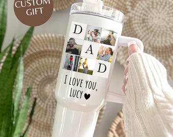 Personalized Dad Tumbler with Photos, Custom Photo Tumbler for Dad, Daddy Gift from Daughter, Photo Collage Mug Dad Tumber Birthday