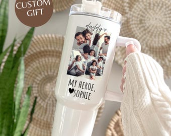 Personalized Dad Tumbler, Custom Photo Tumbler for Dad, Daddy Gift from Daughter, Father’s Day Cup, Photo Collage Mug Dad Tumber Birthday