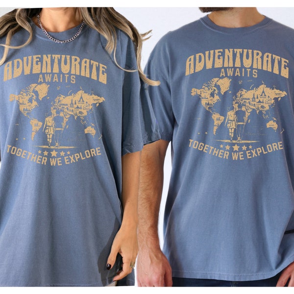 Couple Traveling Shirt,Travel Tee for Couples,Aventure Awaits Together We Explore, Couple Shirts,Matching Travel Shirts, Honeymoon Shirt,