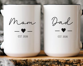 Mom And Dad Mug Set New Parents Gift Pregnancy Announcement Gift Custom Parent Mug Set Baby Announcement Gift Mothers Day Gift