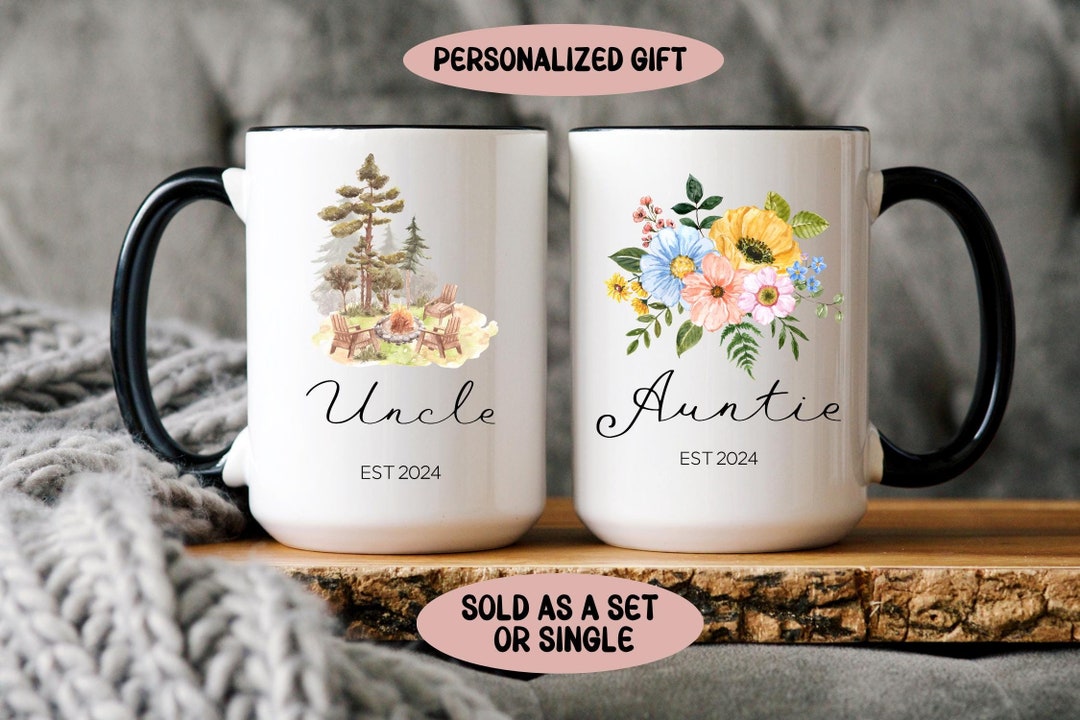 Pregnancy Announcement Aunt and Uncle Mug Baby Announcement Uncle and ...