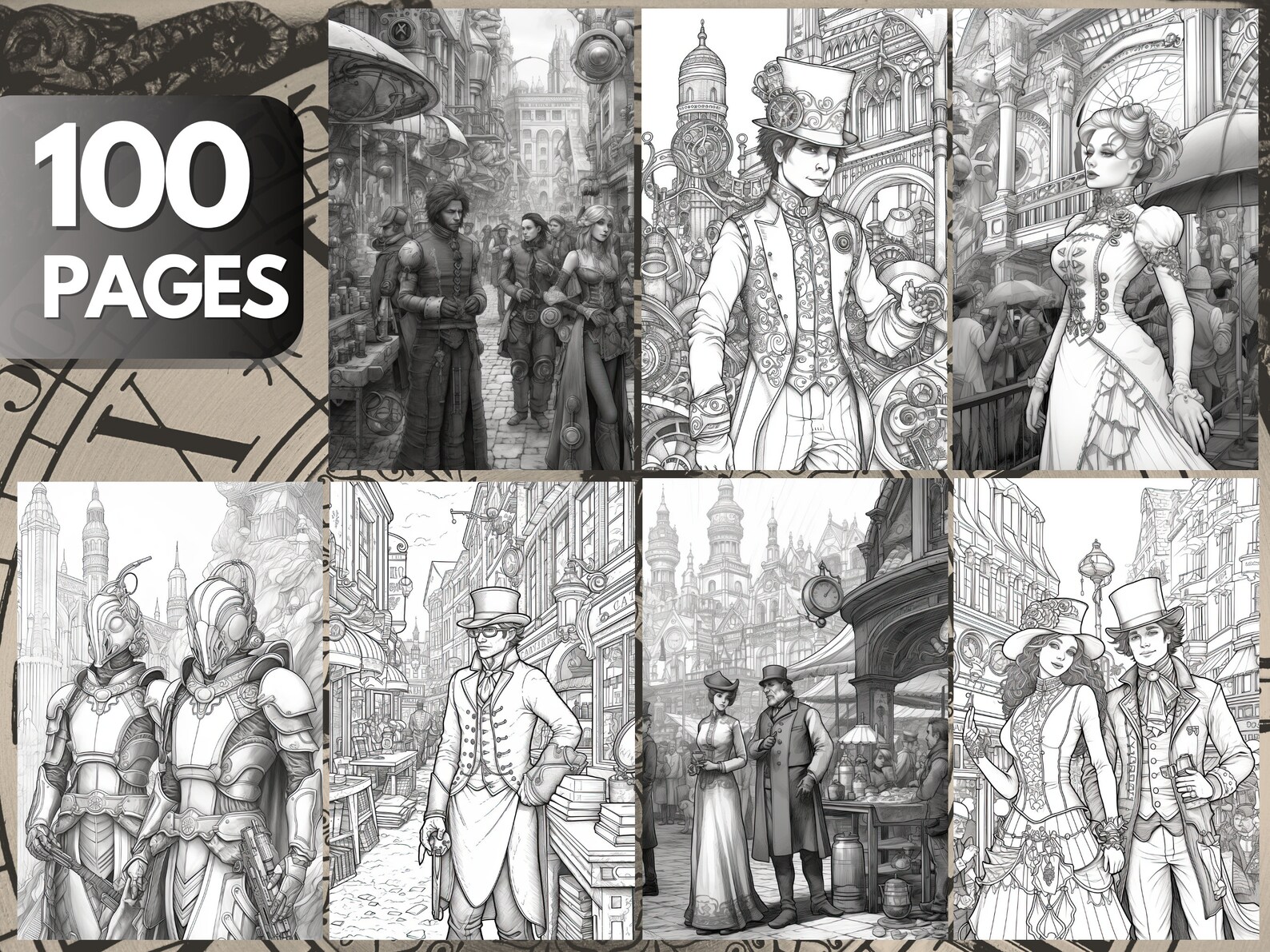 Clockwork City Coloring Book, 100 Pages, Clockwork City Coloring Pages ...