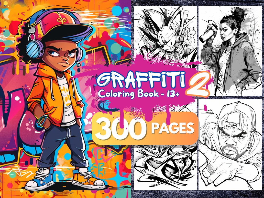 Graffiti Coloring Book for Adults and Teens, 300 Pages, Street Art ...