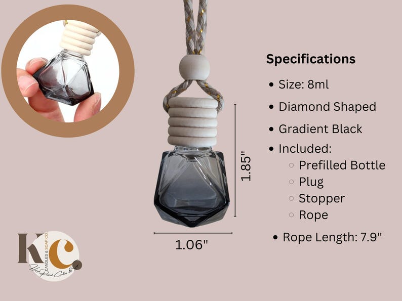 Diamond Car Air Freshener Diffuser: Black Gradient Bottle, Scent ...