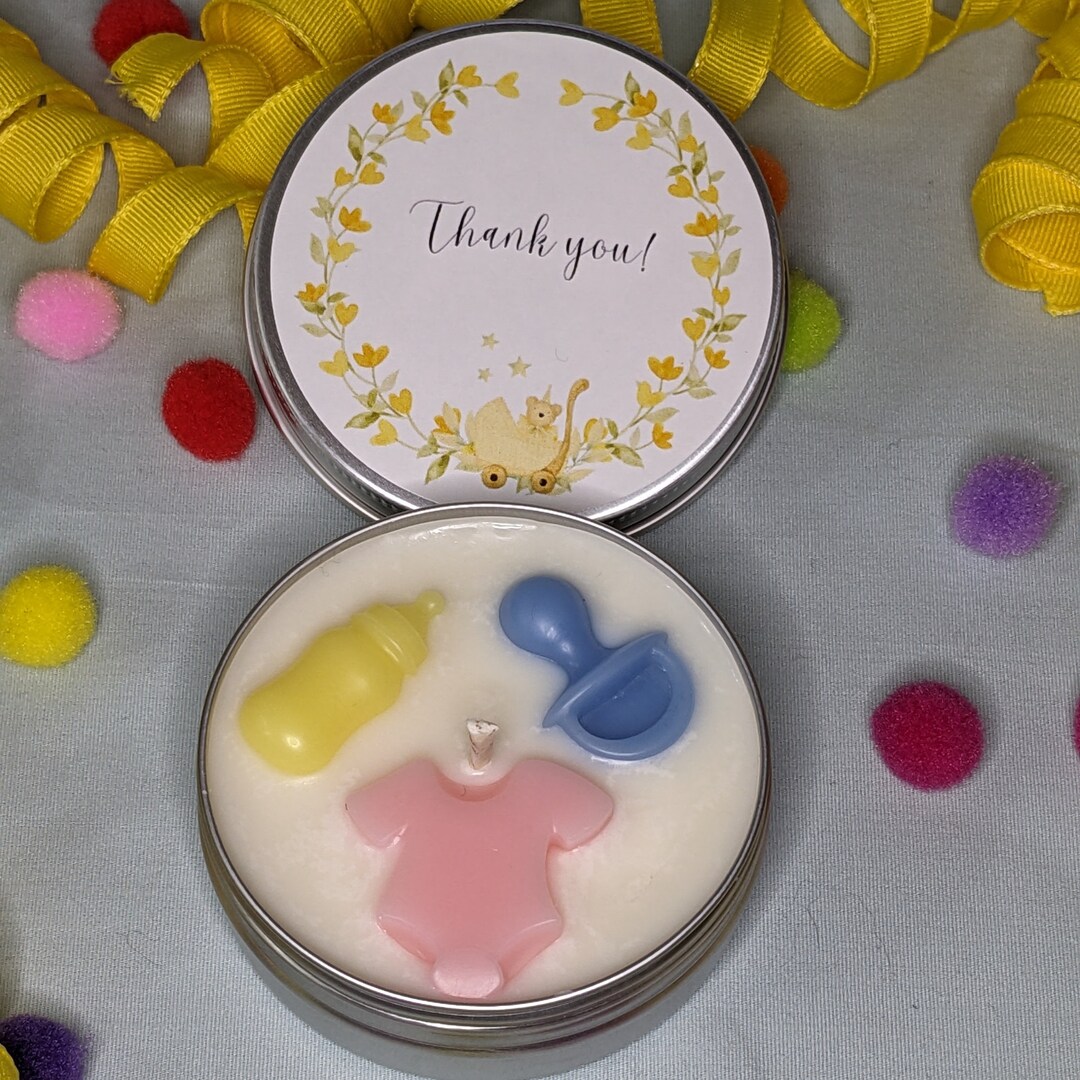 Baby Shower Candle Favors: 2oz Natural Soy Wax With Baby Embeds - Etsy