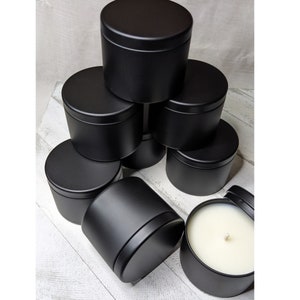 4oz Bulk Soy Candles No Labels Wholesale Rebranding Black Tins Party Favors Wedding Favors Bridal Favors Bridesmaids' Gifts image 3