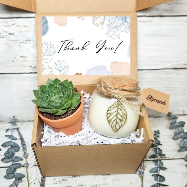 Thank You Gift Box- Care Package- Succulent Gift- Gift for her- Candle Gift- Wedding Gift- Teacher Appreciation- Employee Appreciation