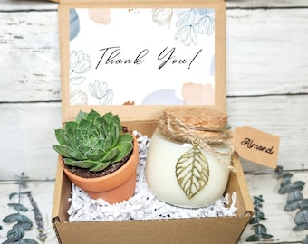 Thank You Gift Box- Care Package- Succulent Gift- Gift for her- Candle Gift- Wedding Gift- Teacher Appreciation- Employee Appreciation