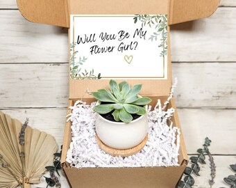 Personalized Will You Be My Flower Girl? Proposal Box- Gift for her- Succulent Gift- Flower Girl Proposal Card