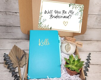 Personalized Will You Be My Bridesmaid Box Set- Bridesmaid Proposal Box- Bridesmaid Gift Notebook Set-Personalized Proposal Gift Box