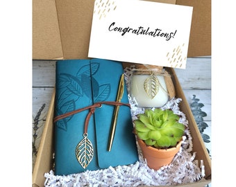 Congratulations Gift Box- New Job Gift- Achievement Gift- Care Package- Notebook Gift- Succulent Gift- Candle Gift- Congrats On Your Success