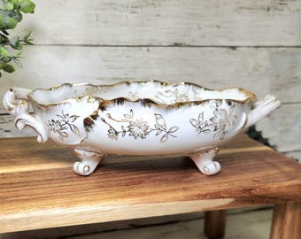 Vintage Andrea by Sadek Porcelain Jewelry Trinket Dish - Hand Painted Floral