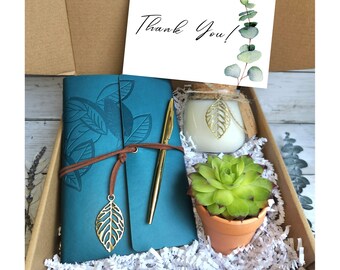Thank You Gift Box- Care Package- Succulent Gift- Gift for her- Notebook Gift- Candle Gift- Wedding Gift- Teacher Appreciation